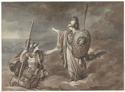 Athena visar sig för Telemachos (Odysseus son), illustration till Telemaco ur Homeros Odysséen av Bartolomeo Pinelli