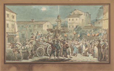 Berninis Tritonfontän, illustration till Romerska dräkter och seder av Bartolomeo Pinelli
