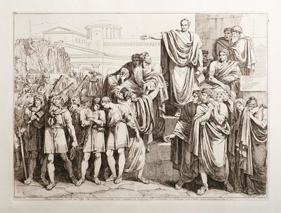 Brutus dömer sina två söner, Titus och Tiberius, till döden av Bartolomeo Pinelli