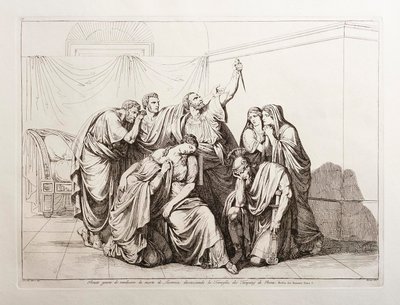 Brutus svär att hämnas Lucretias död och förvisar familjen Tarquini från Rom av Bartolomeo Pinelli