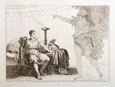 Caesars ande uppenbarar sig för Brutus inför slaget vid Filippi av Bartolomeo Pinelli