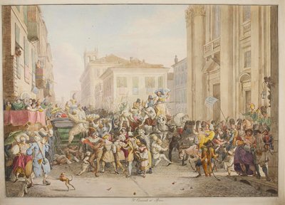 Karnevalen i Rom av Bartolomeo Pinelli