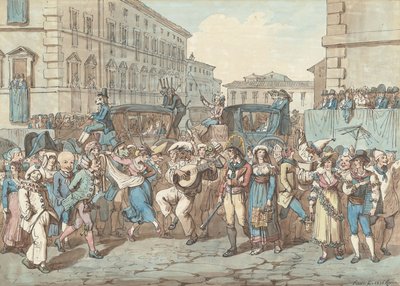 Karneval i Rom, illustration till Romerska dräkter och seder av Bartolomeo Pinelli
