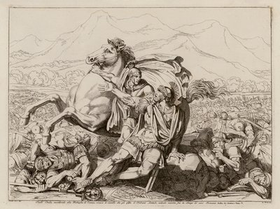 Lucius Aemilius Paullus död vid slaget vid Cannae, 216 f.Kr (etsning) av Bartolomeo Pinelli