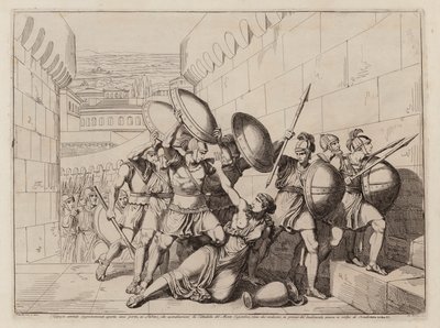 Tarpeias död (etsning) av Bartolomeo Pinelli