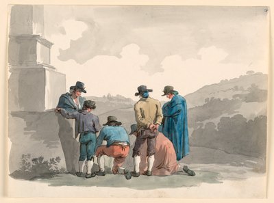 Teckning, lek med pengar, 1807-08 av Bartolomeo Pinelli