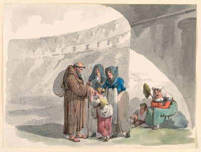 Teckning, En eremits hälsning, 1807-08 av Bartolomeo Pinelli