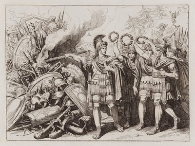 Gaius Marius bränner cimbriernas och teutonernas vapen av Bartolomeo Pinelli