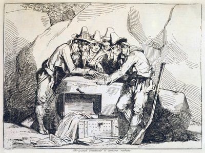 Grupp av banditer, av Bartolomeo Pinelli (1781-1835), gravyr av Bartolomeo Pinelli