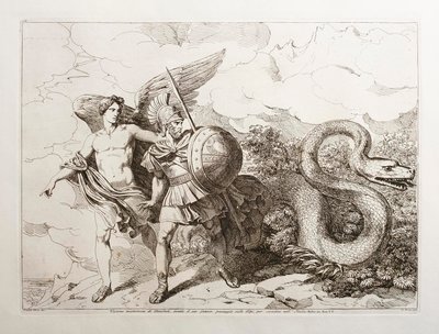Hannibals mystiska syn, inför hans berömda färd över Alperna för att ta sig ner till Italien av Bartolomeo Pinelli