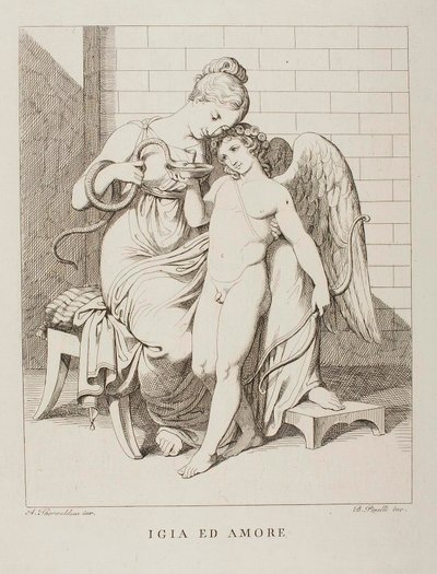 Hygieia och Cupido av Bartolomeo Pinelli