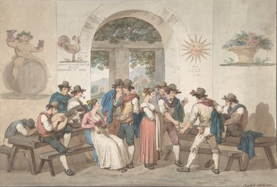 Interiör av ett romerskt värdshus, 1817., 1817. av Bartolomeo Pinelli
