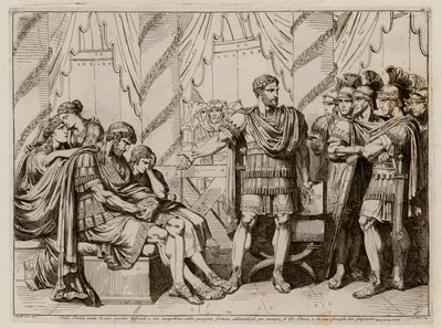 Lucius Aemilius Paullus Macedonicus pekar på den besegrade kung Perseus av Makedonien av Bartolomeo Pinelli