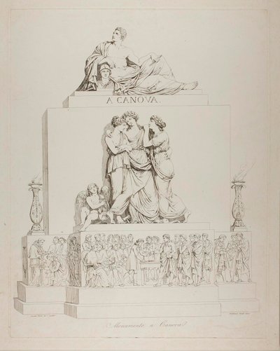 Monument över Antonio Canova av Bartolomeo Pinelli