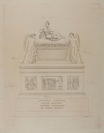 Monument över Antonio Canova, skiss av Bartolomeo Pinelli