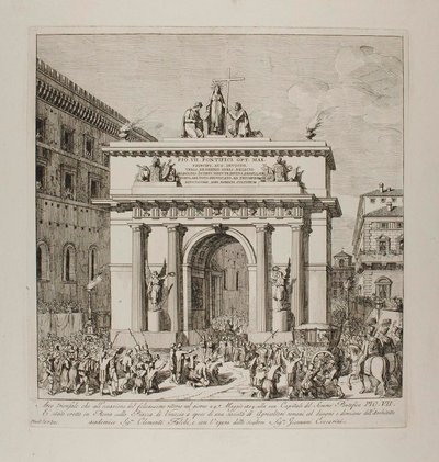 Pius VII:s triumftåg in i Rom den 24 maj 1814 av Bartolomeo Pinelli