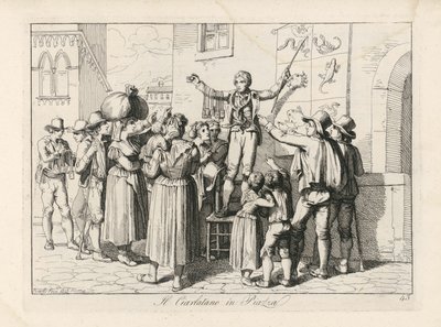 Kvacksalvare. I: Nuova Raccolta di cinquanta Costumi Pittoresci av Bartolomeo Pinelli