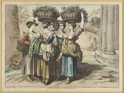 Romerska kvinnor som återvänder från vinskörden av Bartolomeo Pinelli