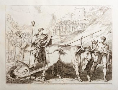 Romulus drar en linje runt Palatinen av Bartolomeo Pinelli