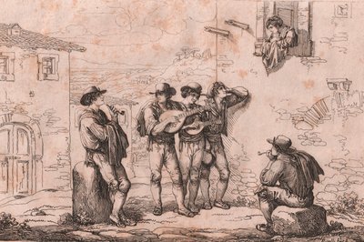Serenad i Rom, etsning av Bartolomeo Pinelli (Rom av Bartolomeo Pinelli