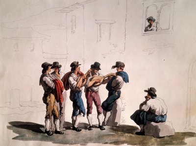 Serenata, av Bartolomeo Pinelli (1781-1835), Italien av Bartolomeo Pinelli