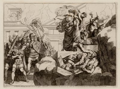 Självmord av Hasdrubals hustru (etsning) av Bartolomeo Pinelli