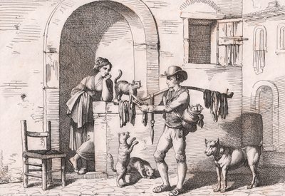 Carnacciaro, gatuförsäljare av kattkött, etsning av Bartolomeo Pinelli (Rom av Bartolomeo Pinelli
