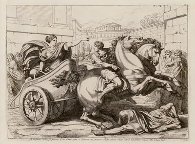 Tullia kör över sin fars döda kropp (etsning) av Bartolomeo Pinelli