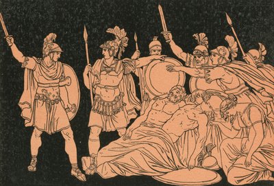 Turnus överlämnar Almas och Galaesus kroppar. av Bartolomeo Pinelli