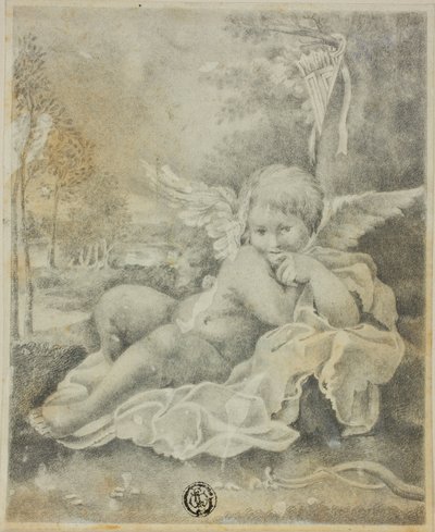 Amor i ett landskap av Bartolomeo Schedoni