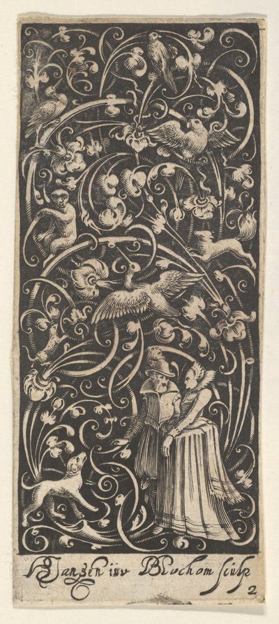Vertikal panel med en man och kvinna, ca. 1631. av Bartolomeus van Lochom
