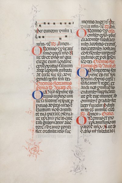 Missale: Fol. 146v: Musik för olika böner..., 1469. av Bartolommeo Caporali