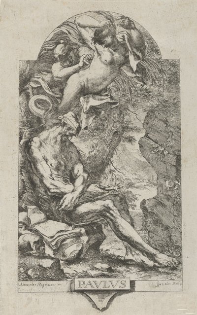 Sankt Paulus av Thebe frestad av en demon, efter Magnasco, ca. 1720-30. av Bartolommeo Gazalis