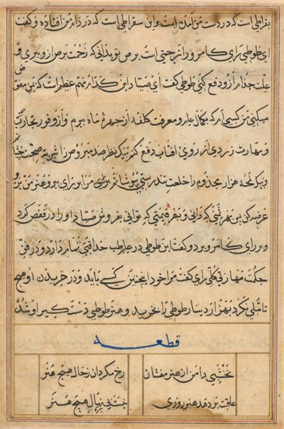 Sida från Tales of a Parrot Tuti-nama: textsida, ca. 1560. av Basavana