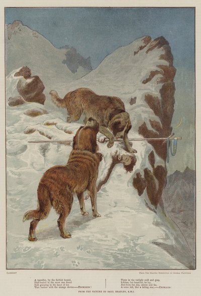En resenär, av den trogna hunden (chromolitho) av Basil Bradley