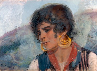 Bondekvinna från Rapino (färgbild) av Basilio Cascella