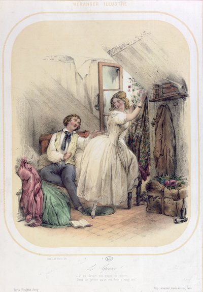 Illustration till sången Le Grenier av Pierre Jean de Beranger (1780-1857) av Bassaget Numa