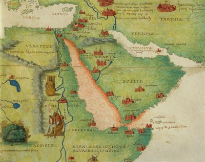 Afrika: Egypten och Saudiarabien, från Atlas of the World i trettiotre kartor, av Battista Agnese av Battista Agnese