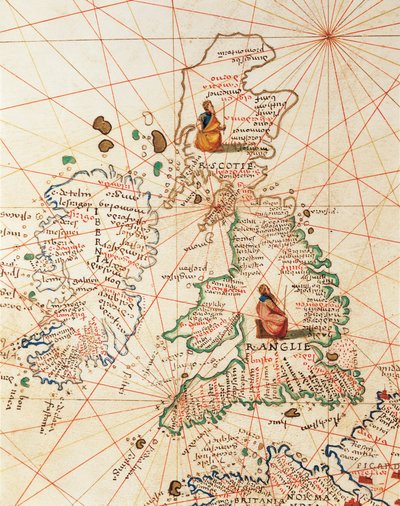 Europa: Storbritannien och Irland, från Atlas of the World i trettiotre kartor, av Battista Agnese av Battista Agnese