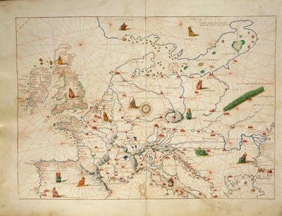 Europa, från Atlas of the World i trettiotre kartor, av Battista Agnese av Battista Agnese
