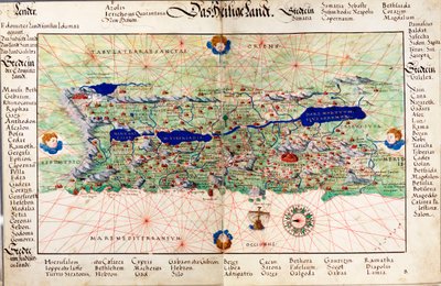 Karta över "Das Heilige Land" 1554 [Översättning: Det heliga landet]. av Battista Agnese