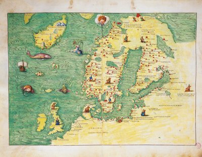 Norra Europa, från Atlas of the World i trettiotre kartor, av Battista Agnese av Battista Agnese