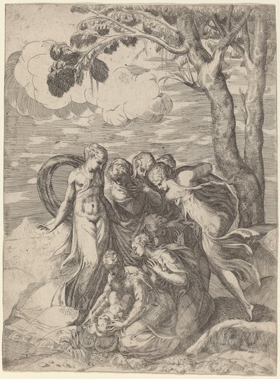 Fyndet av Moses av Battista Angolo del Moro, after Andrea Meldolla, called Schiavone