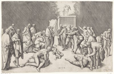 Förbundets ark i Dagons tempel av Battista Franco