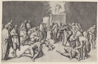 Förbundets ark i Dagons tempel av Battista Franco