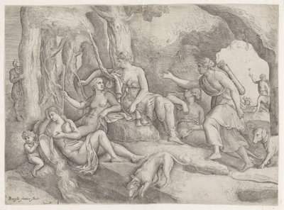 Diana och hennes nymfer av Battista Franco