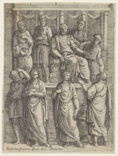 Domare som ger en dom Historia om kejsar Trajanus (serietitel) av Battista Franco