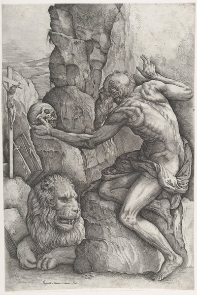 Sankt Hieronymus av Battista Franco