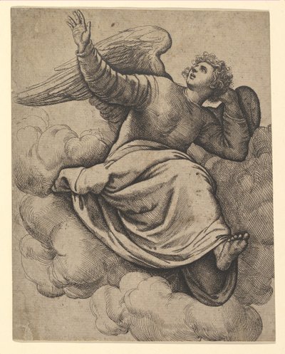 Ängel som sitter på ett moln, ca. 1560. av Battista Franco Veneziano