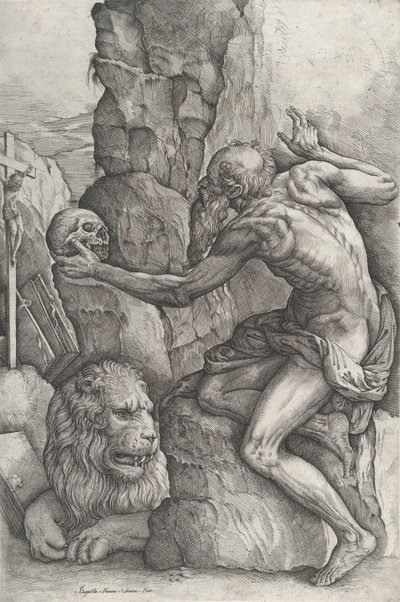 St. Hieronymus, ca. 1550-60. av Battista Franco Veneziano